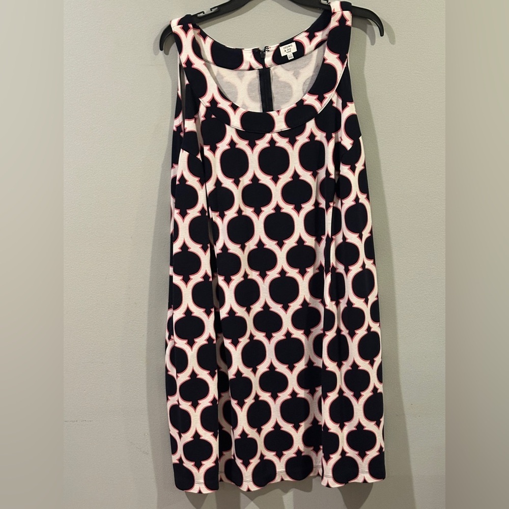 Crown & Ivy 22W Black Pink Geometric Print Dress Sleeveless Pockets Stretch Plus